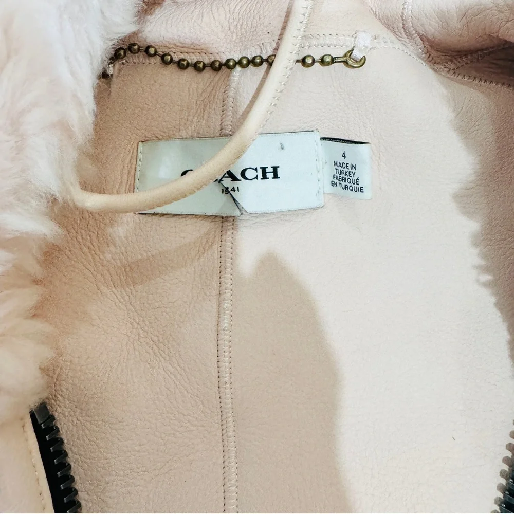 Coach pink shearling hoodie coat NWOT